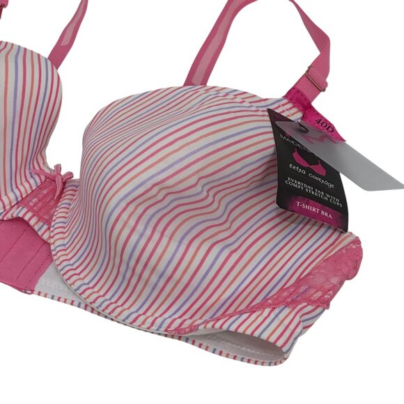 Maidenform Extra Coverage T-Shirt Women Bra SZ 38D Pink Striped Everyday Comfort - Picture 15 of 15
